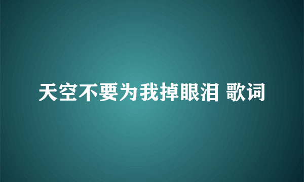 天空不要为我掉眼泪 歌词