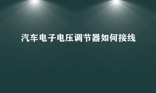 汽车电子电压调节器如何接线