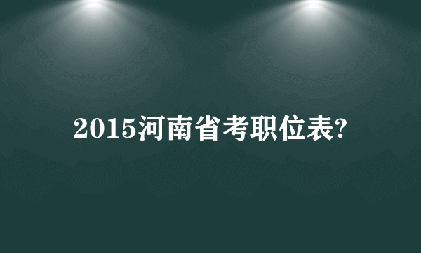 2015河南省考职位表?