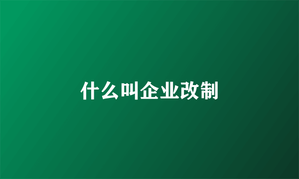 什么叫企业改制