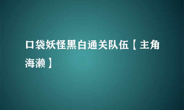 口袋妖怪黑白通关队伍【主角海濑】