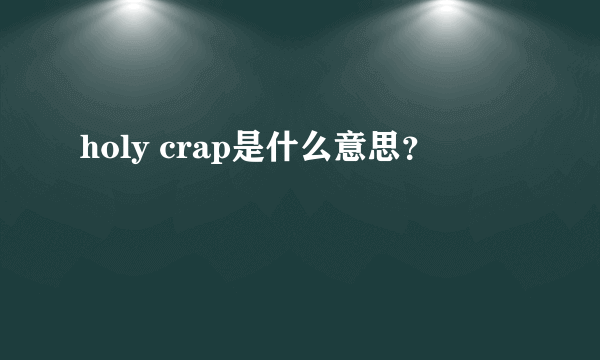 holy crap是什么意思？