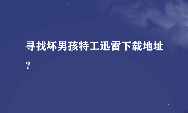 寻找坏男孩特工迅雷下载地址？