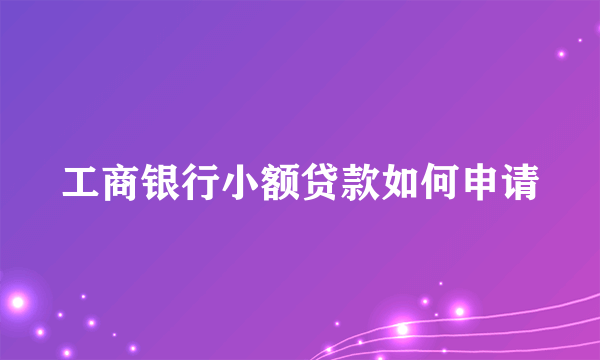 工商银行小额贷款如何申请