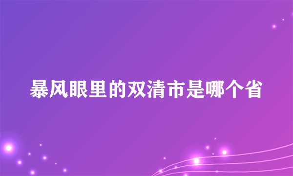 暴风眼里的双清市是哪个省