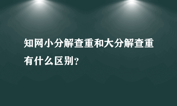 知网小分解查重和大分解查重有什么区别？