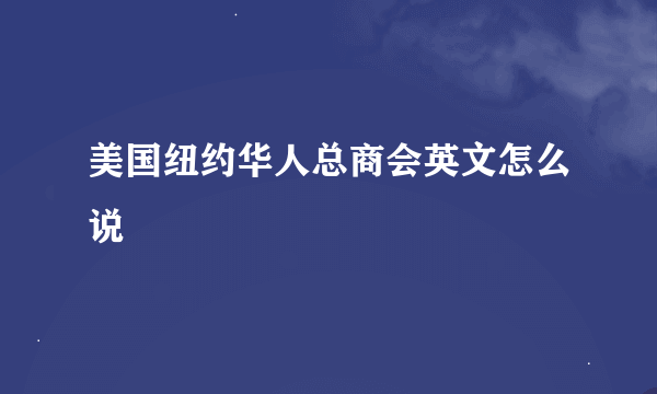 美国纽约华人总商会英文怎么说