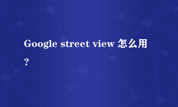 Google street view 怎么用？