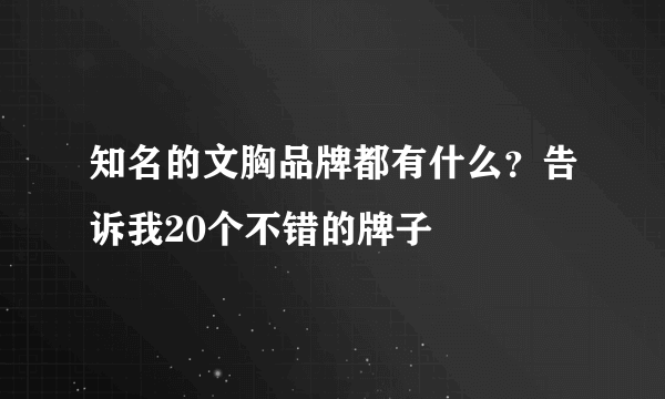 知名的文胸品牌都有什么？告诉我20个不错的牌子