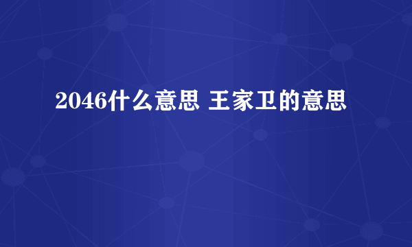 2046什么意思 王家卫的意思