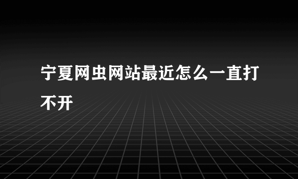 宁夏网虫网站最近怎么一直打不开