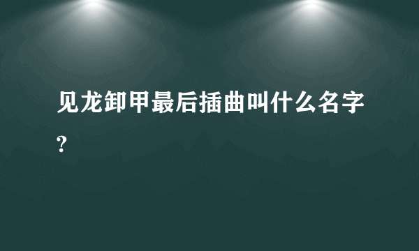 见龙卸甲最后插曲叫什么名字?