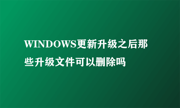 WINDOWS更新升级之后那些升级文件可以删除吗