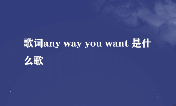 歌词any way you want 是什么歌