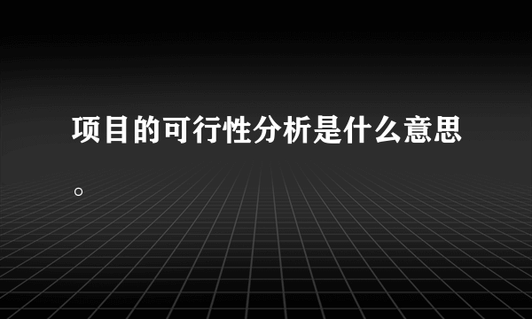 项目的可行性分析是什么意思。