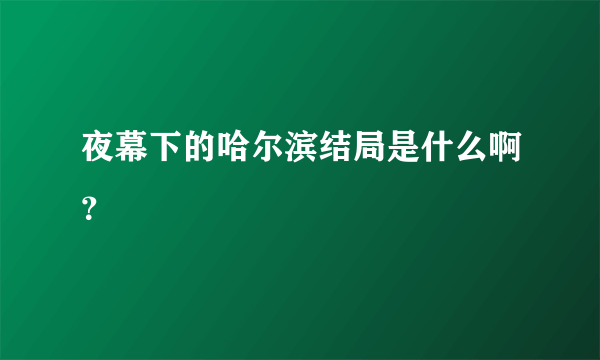 夜幕下的哈尔滨结局是什么啊？