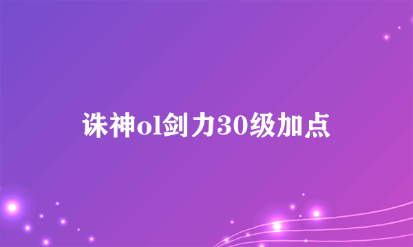 诛神ol剑力30级加点