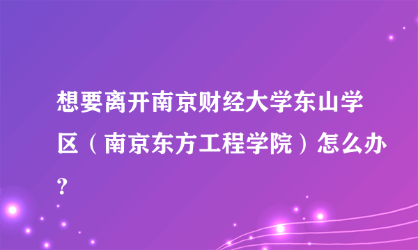 想要离开南京财经大学东山学区（南京东方工程学院）怎么办？