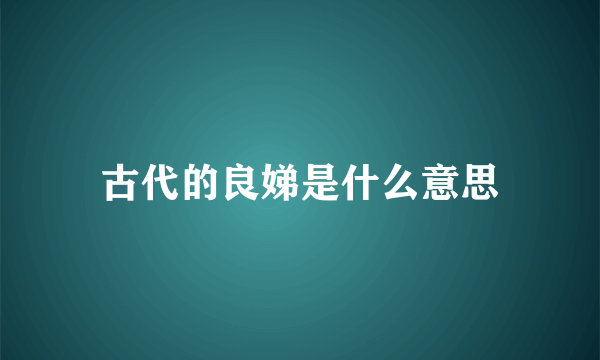 古代的良娣是什么意思