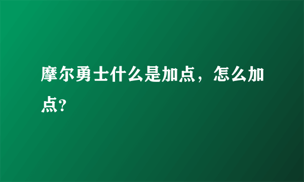 摩尔勇士什么是加点，怎么加点？