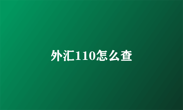 外汇110怎么查