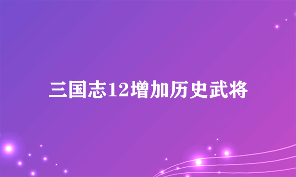 三国志12增加历史武将