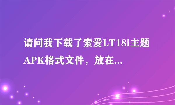 请问我下载了索爱LT18i主题APK格式文件，放在哪个文件夹能直接从手机里显示呢？