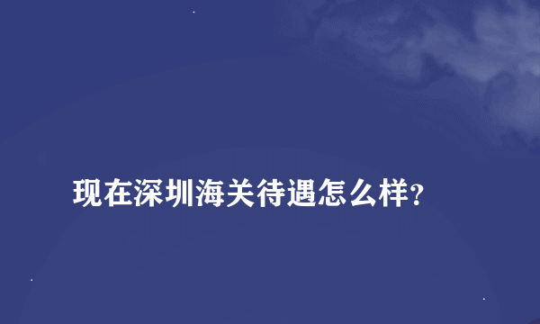 
现在深圳海关待遇怎么样？

