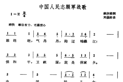 雄赳赳气昂昂跨过鸭绿江是什么战歌?