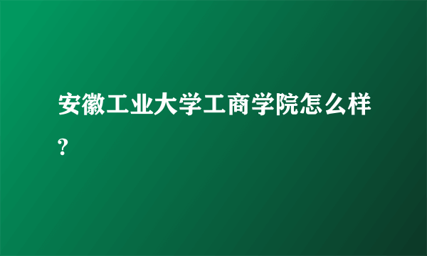 安徽工业大学工商学院怎么样?