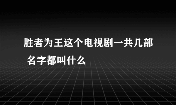 胜者为王这个电视剧一共几部 名字都叫什么