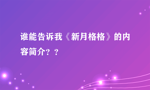 谁能告诉我《新月格格》的内容简介？？