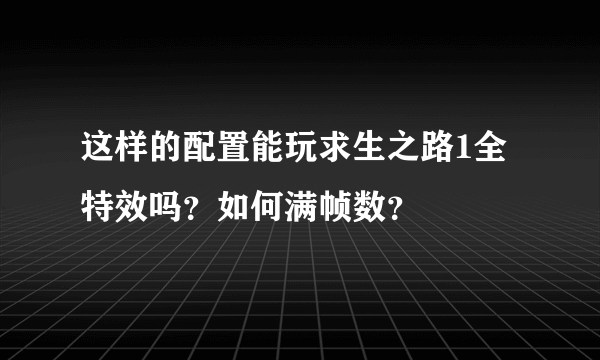 这样的配置能玩求生之路1全特效吗？如何满帧数？