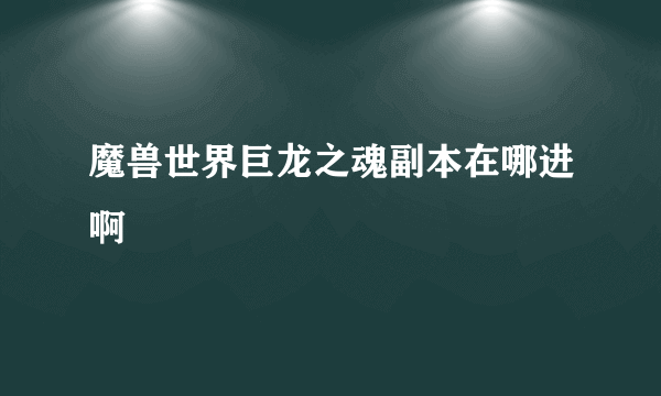 魔兽世界巨龙之魂副本在哪进啊