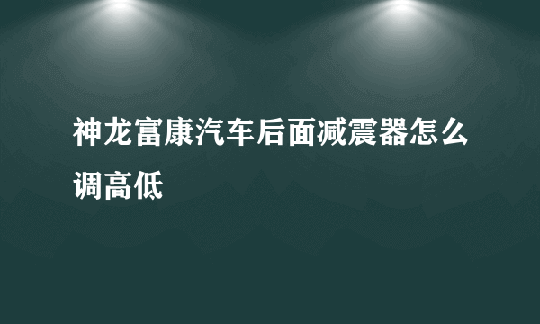 神龙富康汽车后面减震器怎么调高低