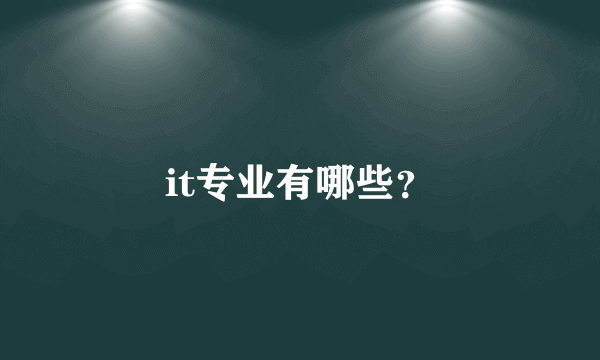 it专业有哪些？