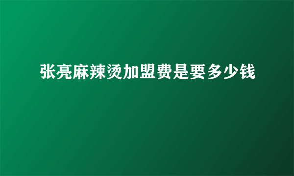 张亮麻辣烫加盟费是要多少钱