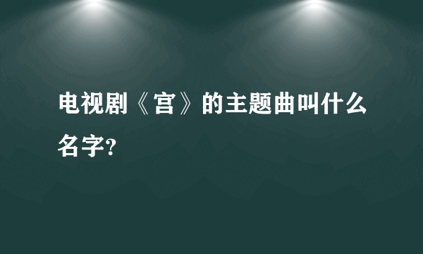 电视剧《宫》的主题曲叫什么名字？