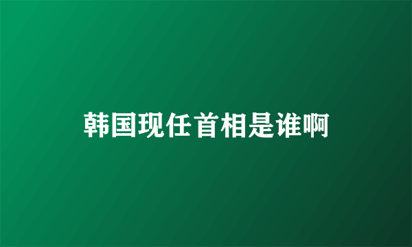 韩国现任首相是谁啊