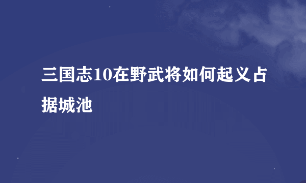 三国志10在野武将如何起义占据城池