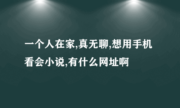 一个人在家,真无聊,想用手机看会小说,有什么网址啊