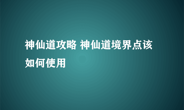 神仙道攻略 神仙道境界点该如何使用