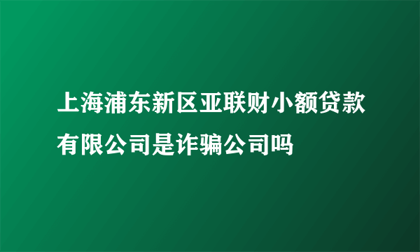 上海浦东新区亚联财小额贷款有限公司是诈骗公司吗