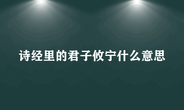 诗经里的君子攸宁什么意思