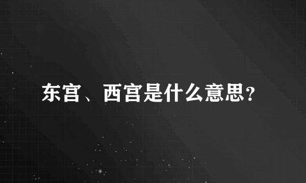 东宫、西宫是什么意思？