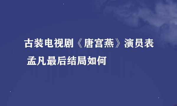 古装电视剧《唐宫燕》演员表 孟凡最后结局如何