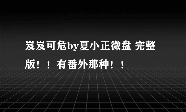 岌岌可危by夏小正微盘 完整版！！有番外那种！！