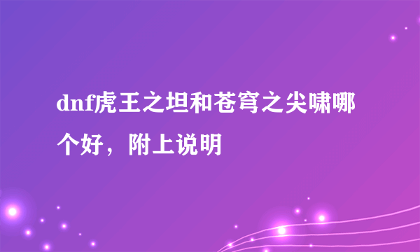 dnf虎王之坦和苍穹之尖啸哪个好，附上说明