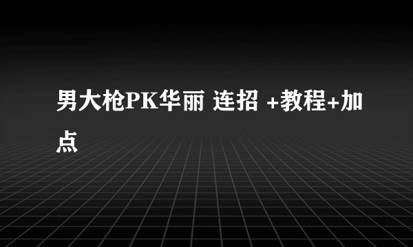 男大枪PK华丽 连招 +教程+加点