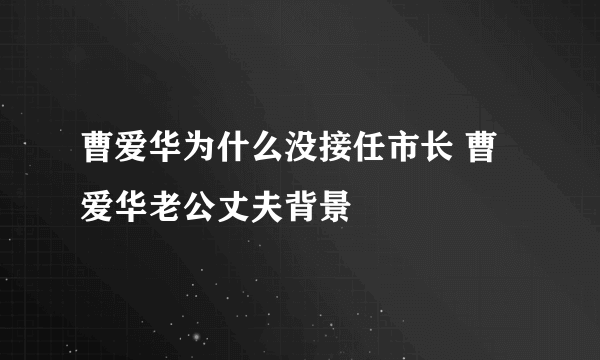 曹爱华为什么没接任市长 曹爱华老公丈夫背景